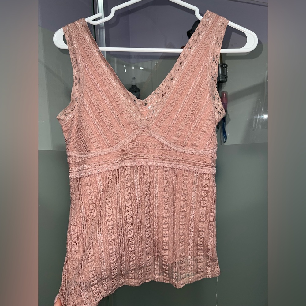 Pink y2k vintage floral lace layered tank top